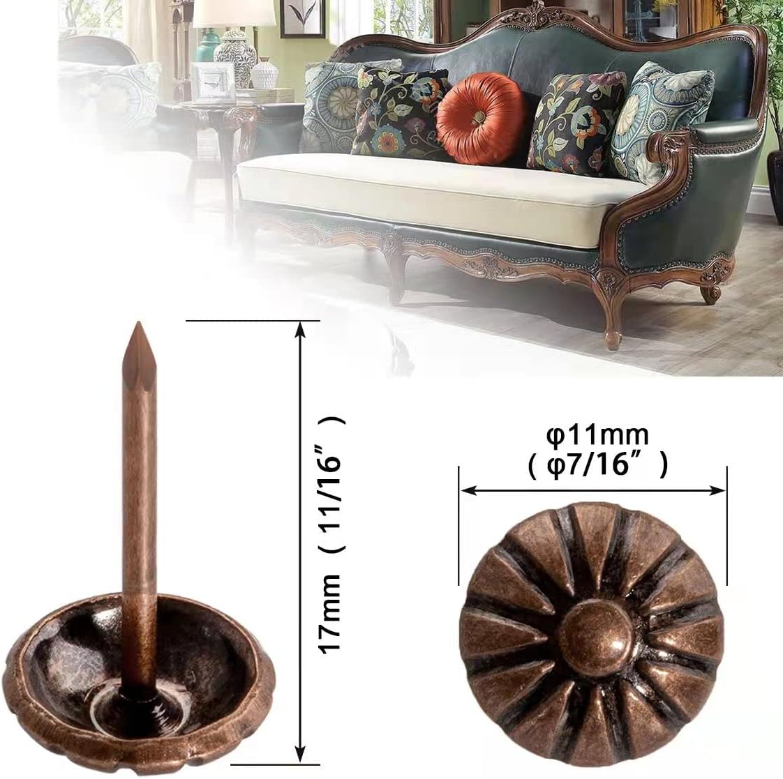 Tachuelas tapicería 7/16pulg para muebles decorativos