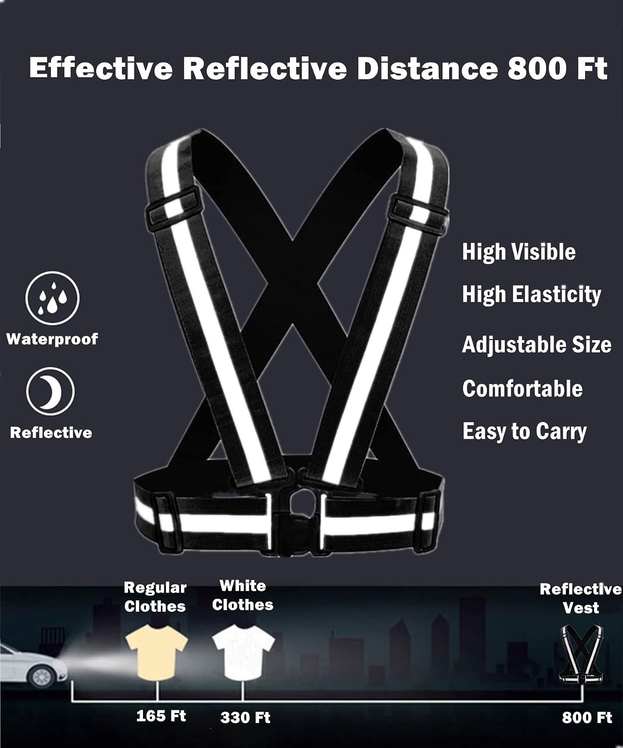 Chaleco seguridad correa reflectante ajustable 2-10 hombre mujer