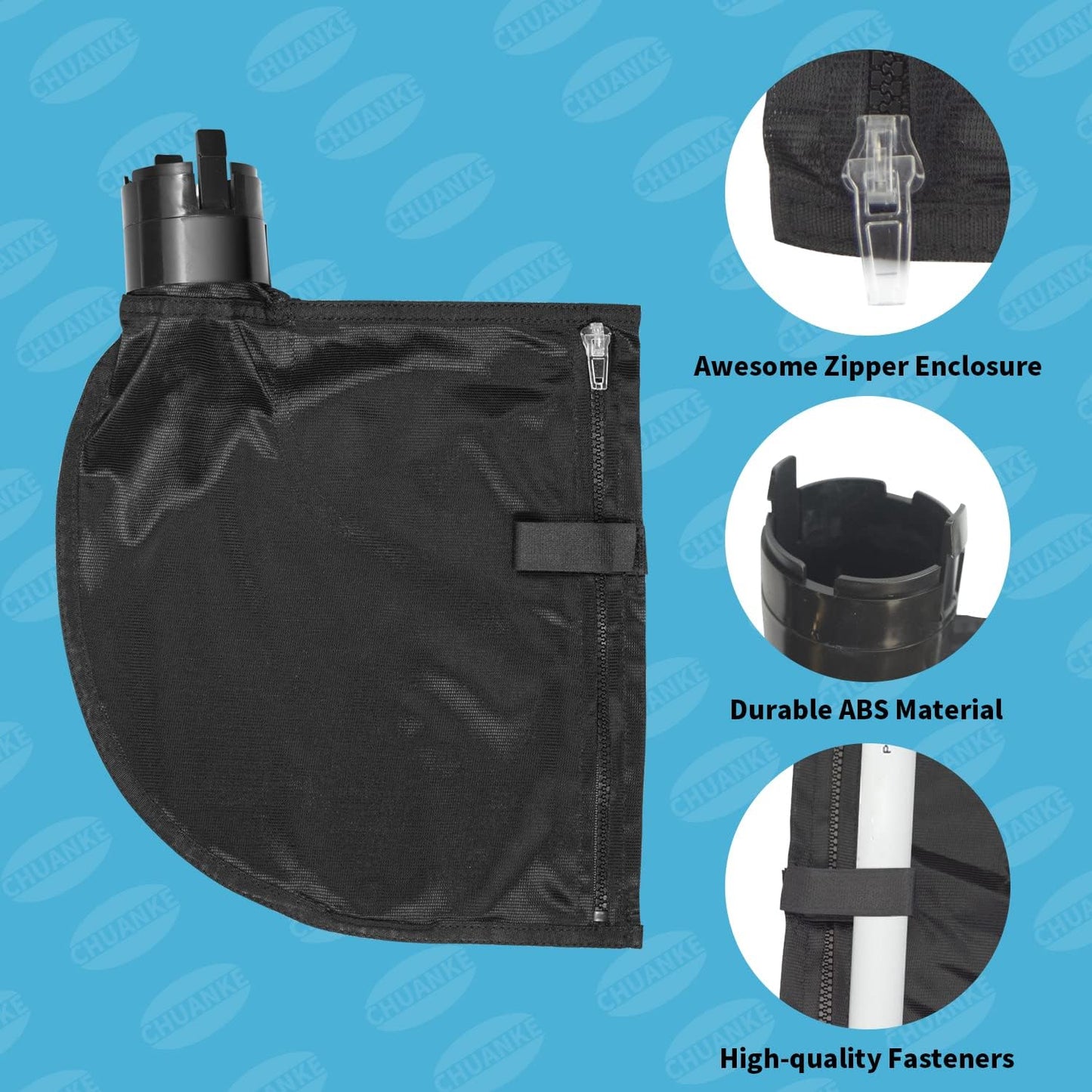 Bolsa malla nylon cremallera para limpiador piscinas
