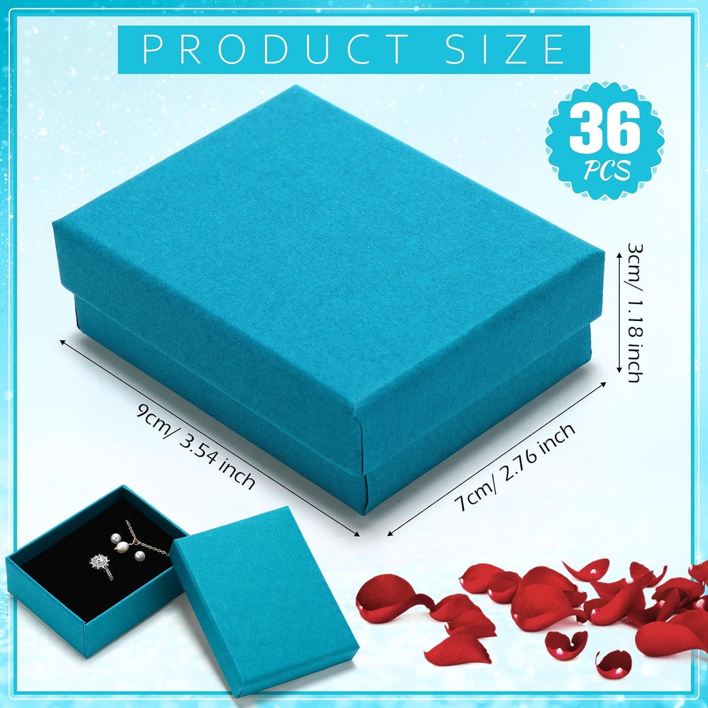 36 Cajas Regalo Cartón Joyas Almacenamiento 3.5x2.8" Índigo