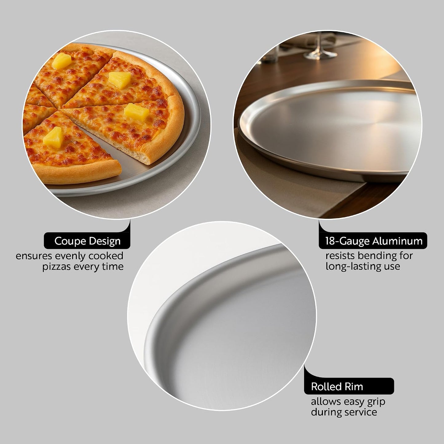 Bandeja pizza aluminio 14pulg redonda para hornear