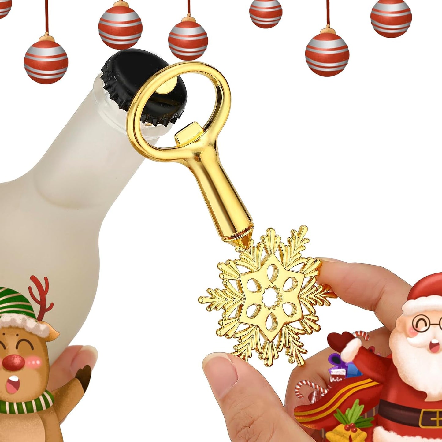 Abridor botellas metal diseño rosas juego 3 dorado