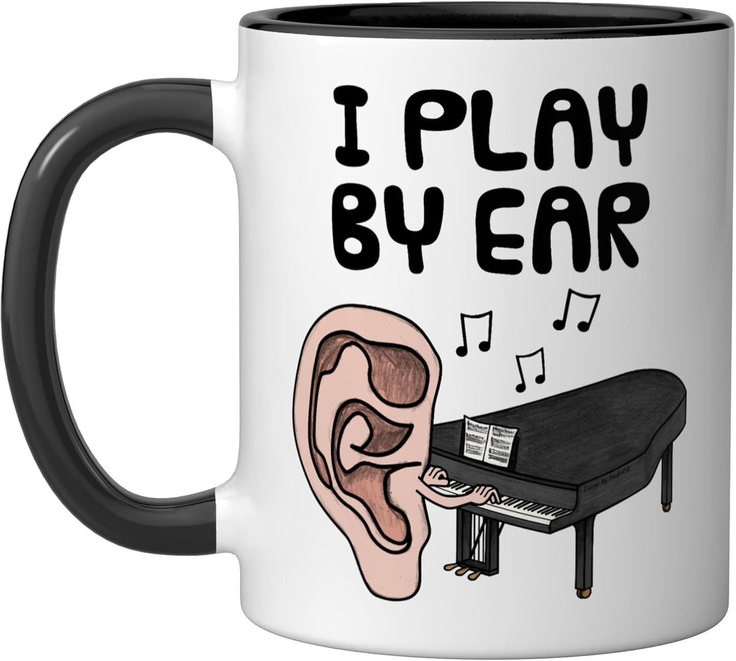 Taza Cerámica para Pianista Jazz Negro/Blanco