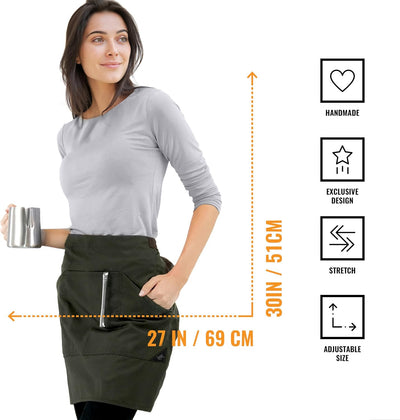 Delantal sarga duradera ajustable para barista
