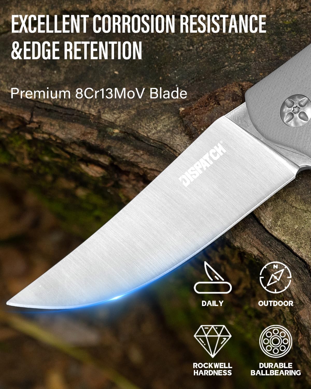 Cuchillo EDC acero 8Cr13Mov 3.65pulg mango G10 bloqueo