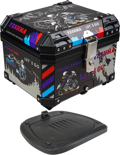 Baúl superior motocicleta 45l estilo graffiti con cerradura