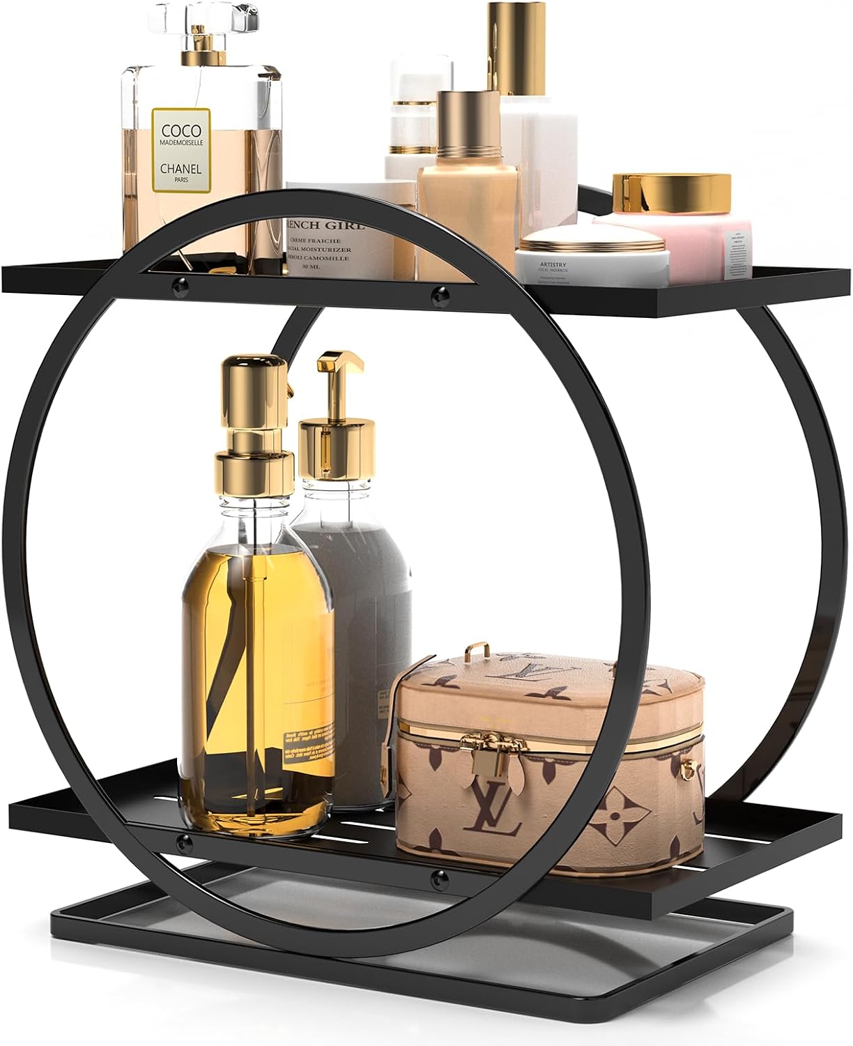 Organiz. perfumes 2 niveles tocador color negro