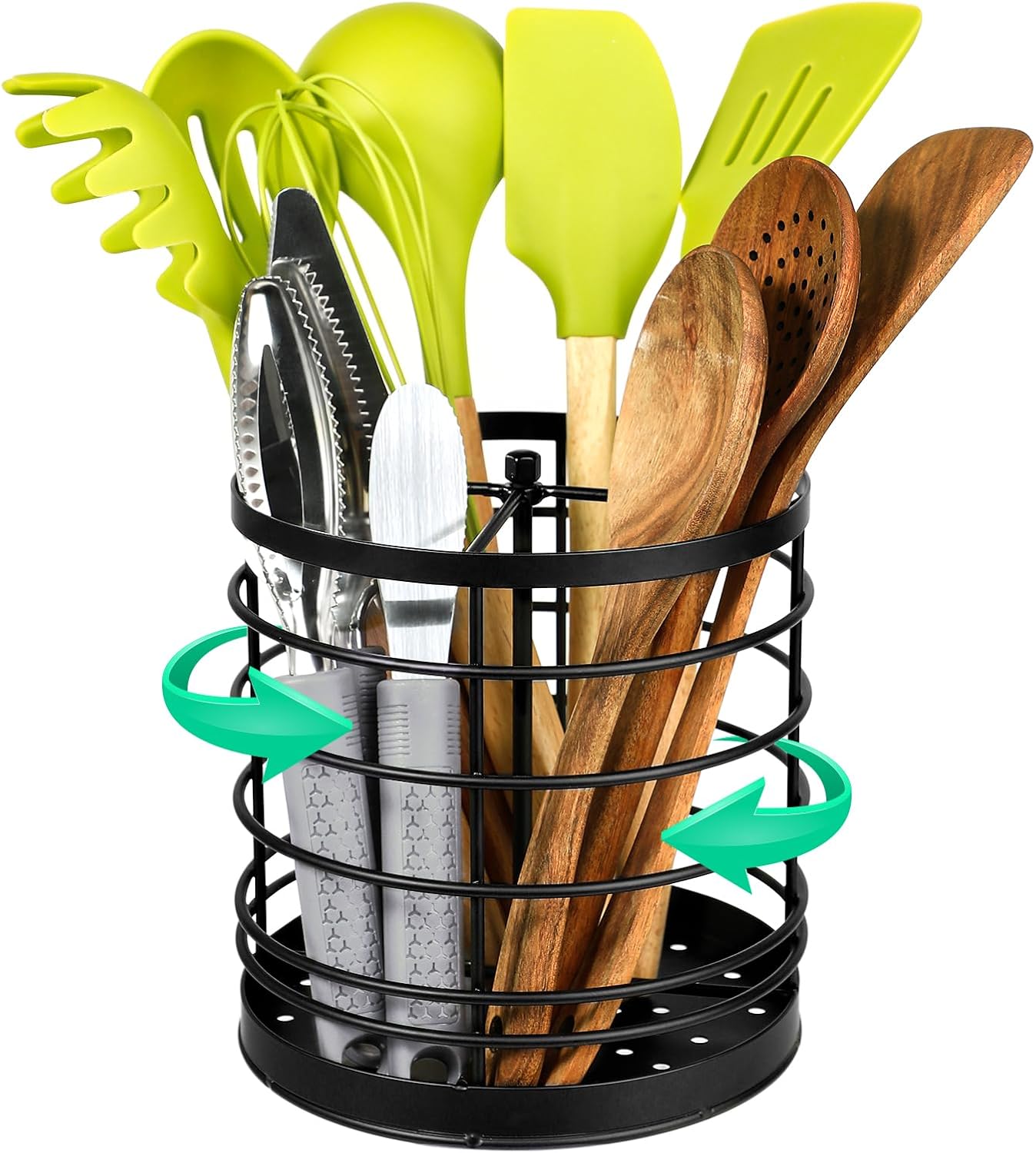 Organiz. utensilios cocina giratorio 7.2x7pulg base pesada