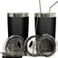 Set 2 Vasos Aislados Acero Inox 20oz Negro con Tapas y Popotes