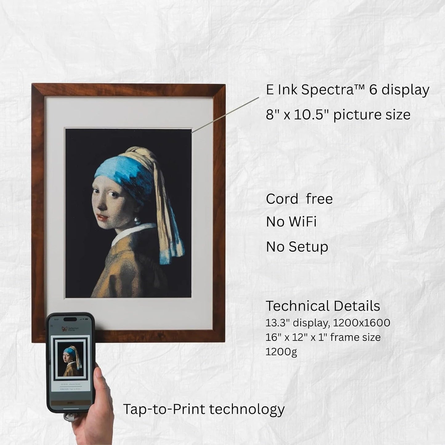 Marco fotos digital 13.3pulg pantalla e-ink toque arte pared