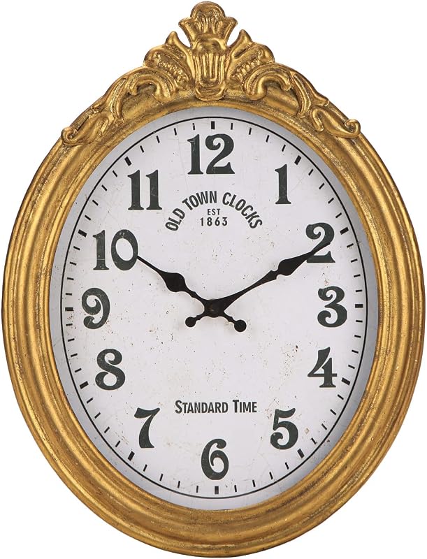 Reloj pared vintage estilo europeo ovalado dorado