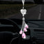 Accesorio espejo retrovisor mujer colgante cristal rosa 7.5pulg