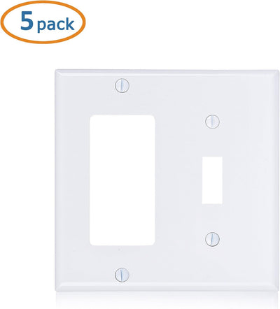 5 Cubiertas Interruptor Pared Doble Banda Blanco