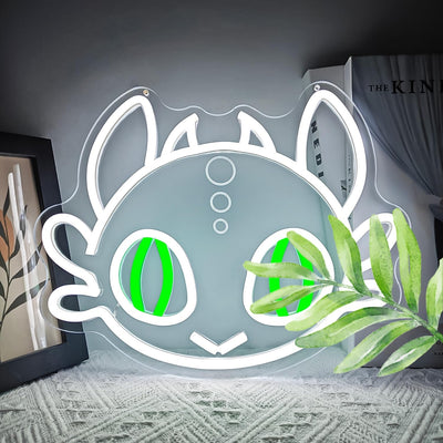 Letrero LED dragón dibujos animados regulable para fiesta