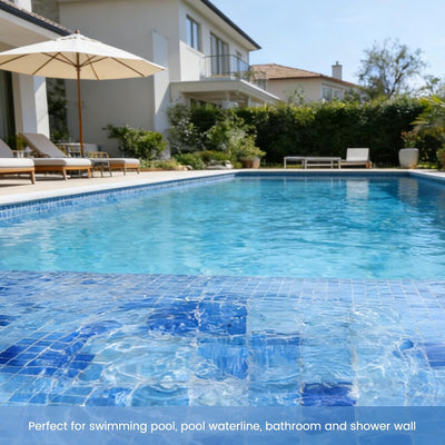 Azulejos vidrio mosaico azul 12x12pulg para piscina cocina baño