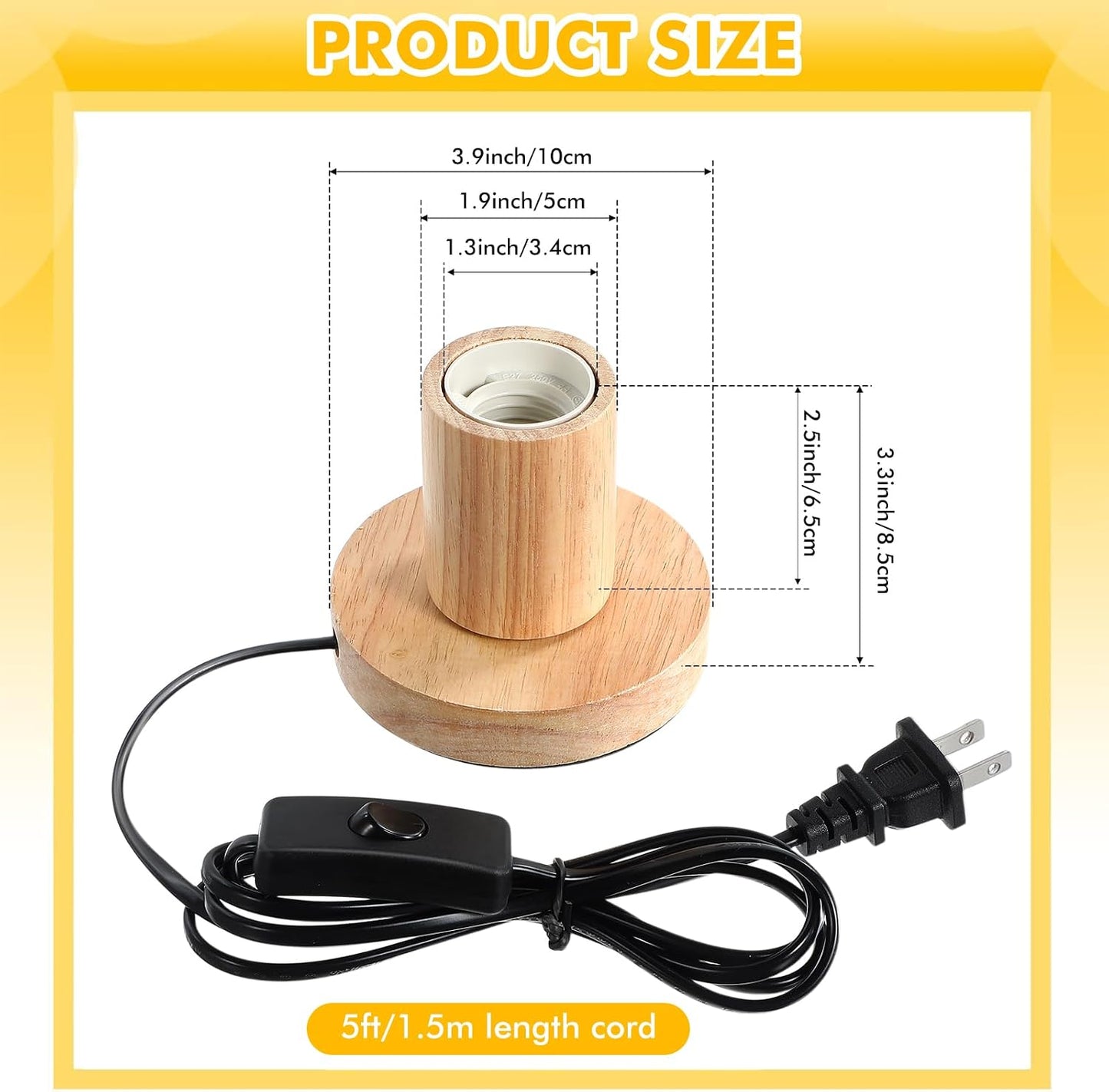 2 Pzas Base Lámpara E26/E27 Metal Pulido 6pies Interruptor