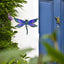 Decoración de libélula de metal para pared color azul 14"