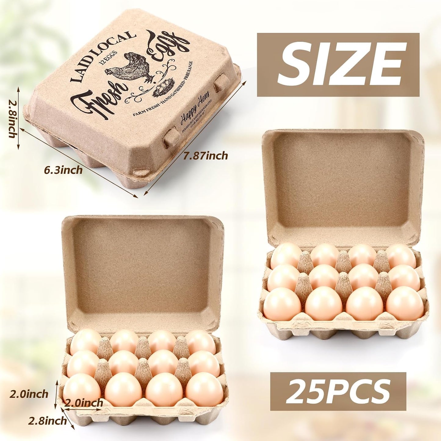 25 Cartones Huevos Pulpa Papel 12 Unid Cuadradas