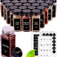 48 Tarros Especias Vidrio 4oz Tapas Negro con Etiquetas