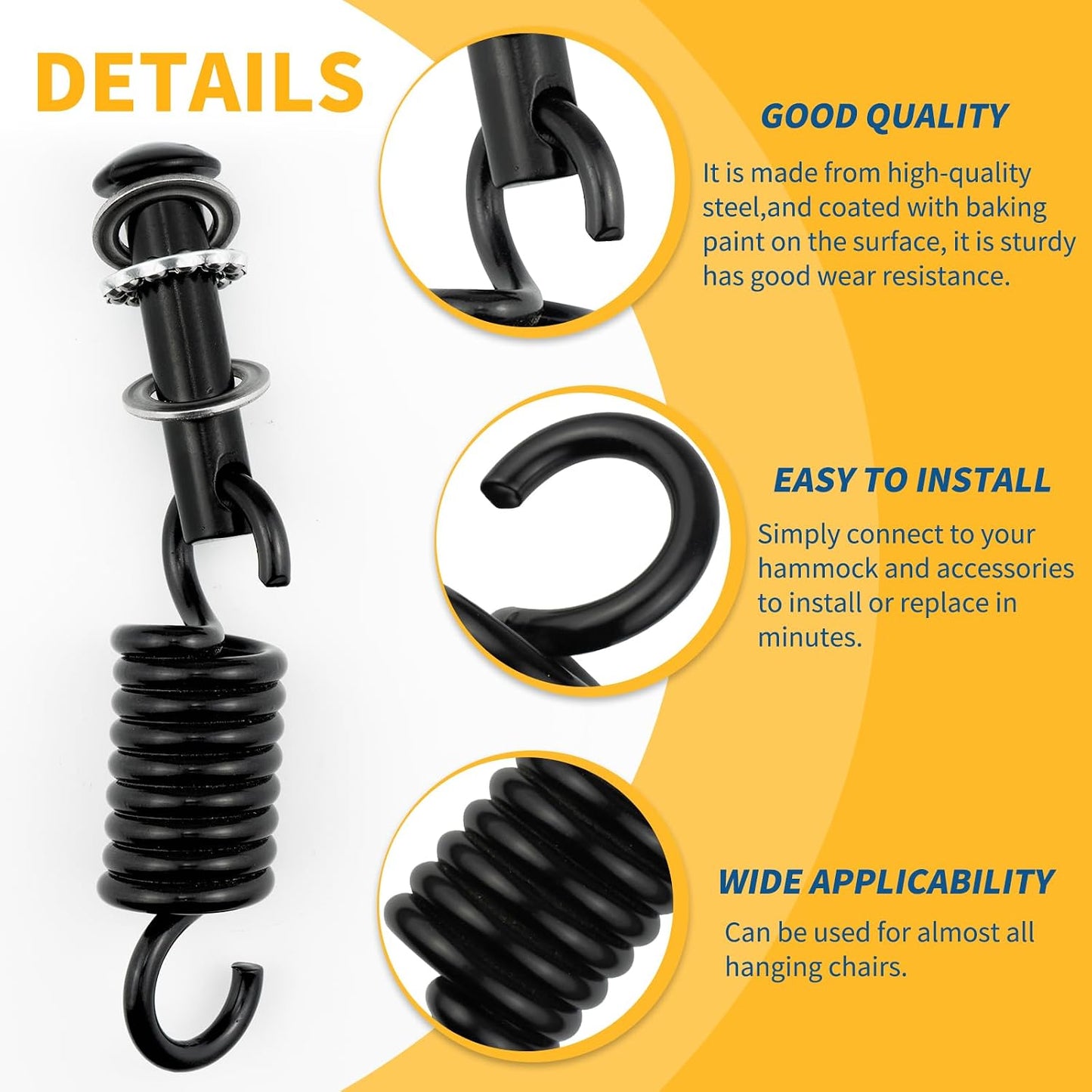 Kit colgar hamaca 500lb accesorios negros para sillas