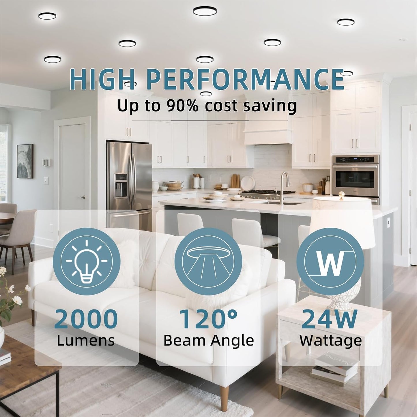Lámpara techo led negra delgada 9pulg 24w 5cct regulable