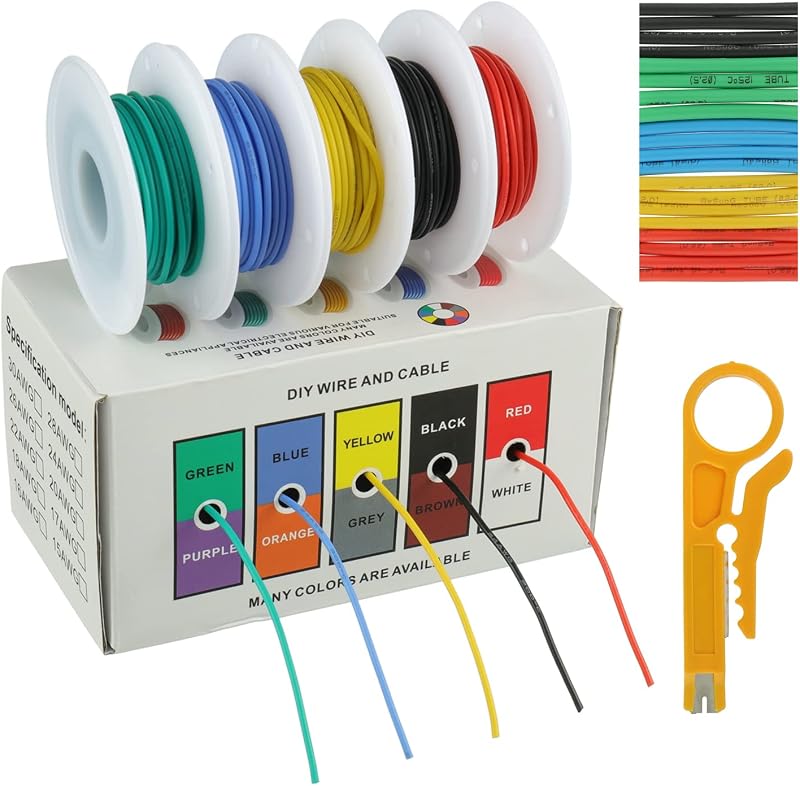 Cable silicona 24 AWG 300 V con tubos termorretráctiles φ3 mm