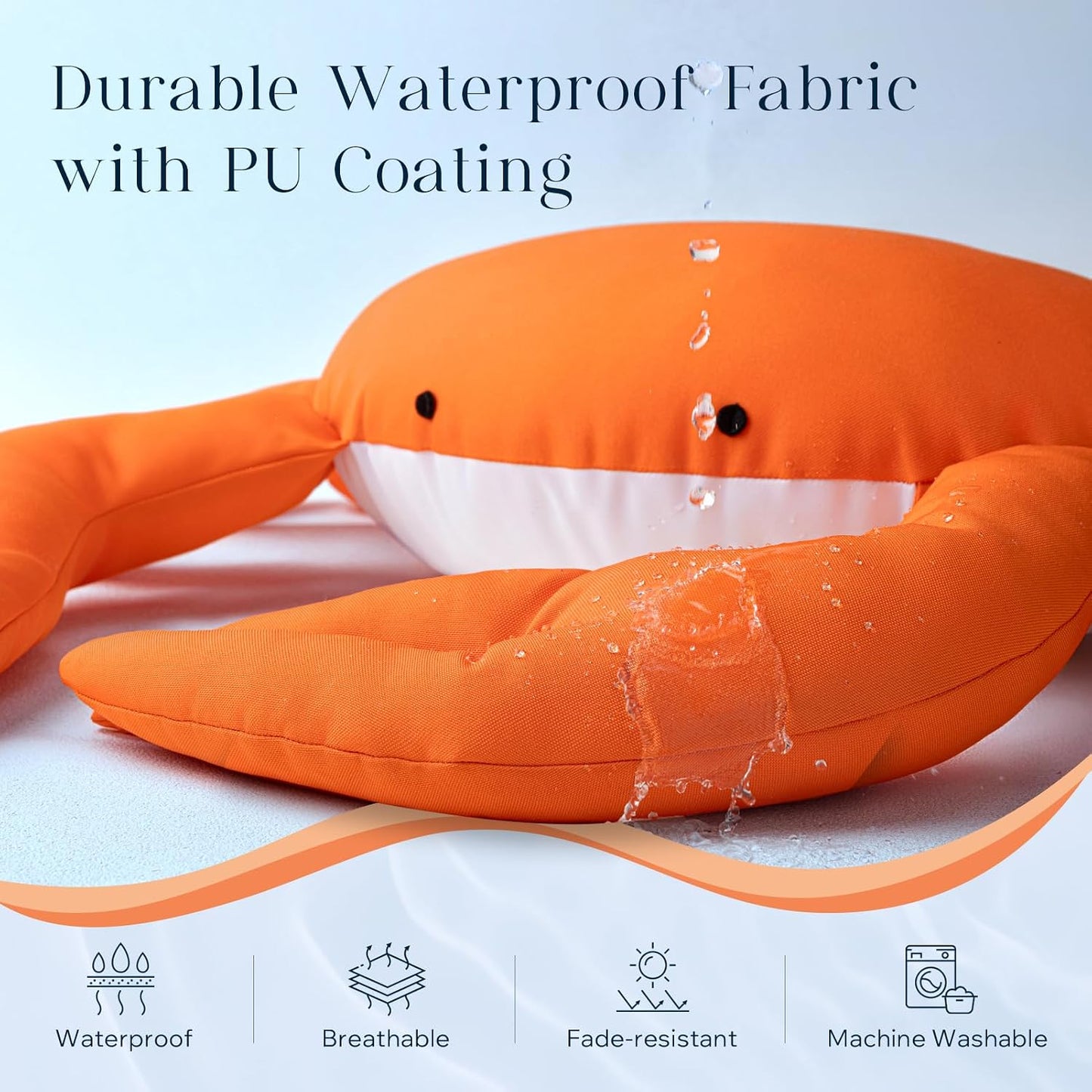 Almohada cangrejo impermeable 17x11pulg naranja
