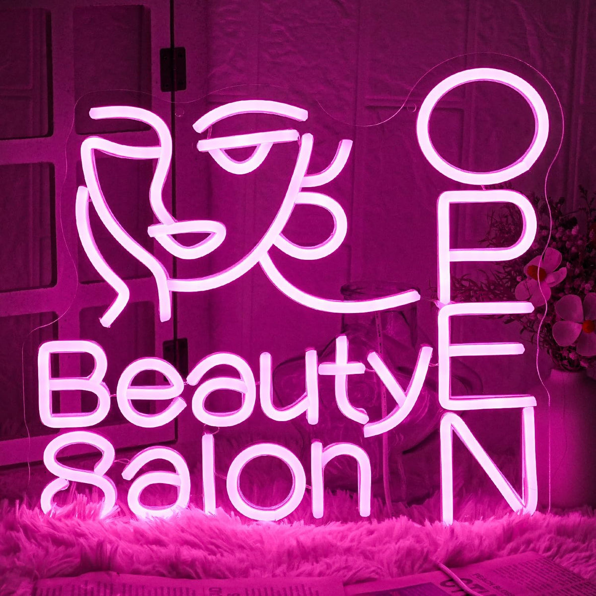 Letrero neón para salón de belleza uñas peluquería