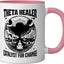 Taza Cerámica Theta Healing Meditación Rosa/Blanco