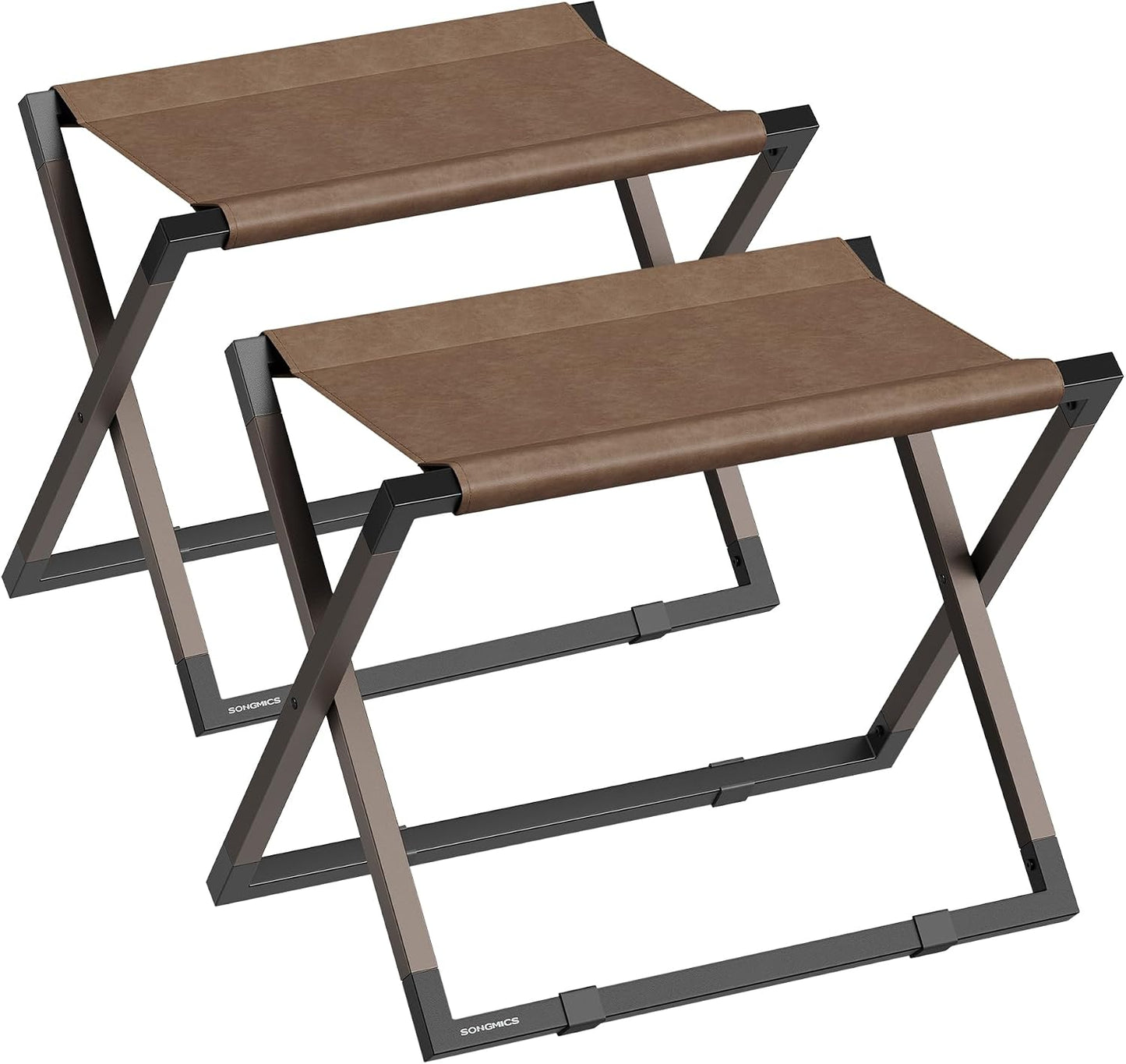 2 Soportes plegables para maletas marrón nogal