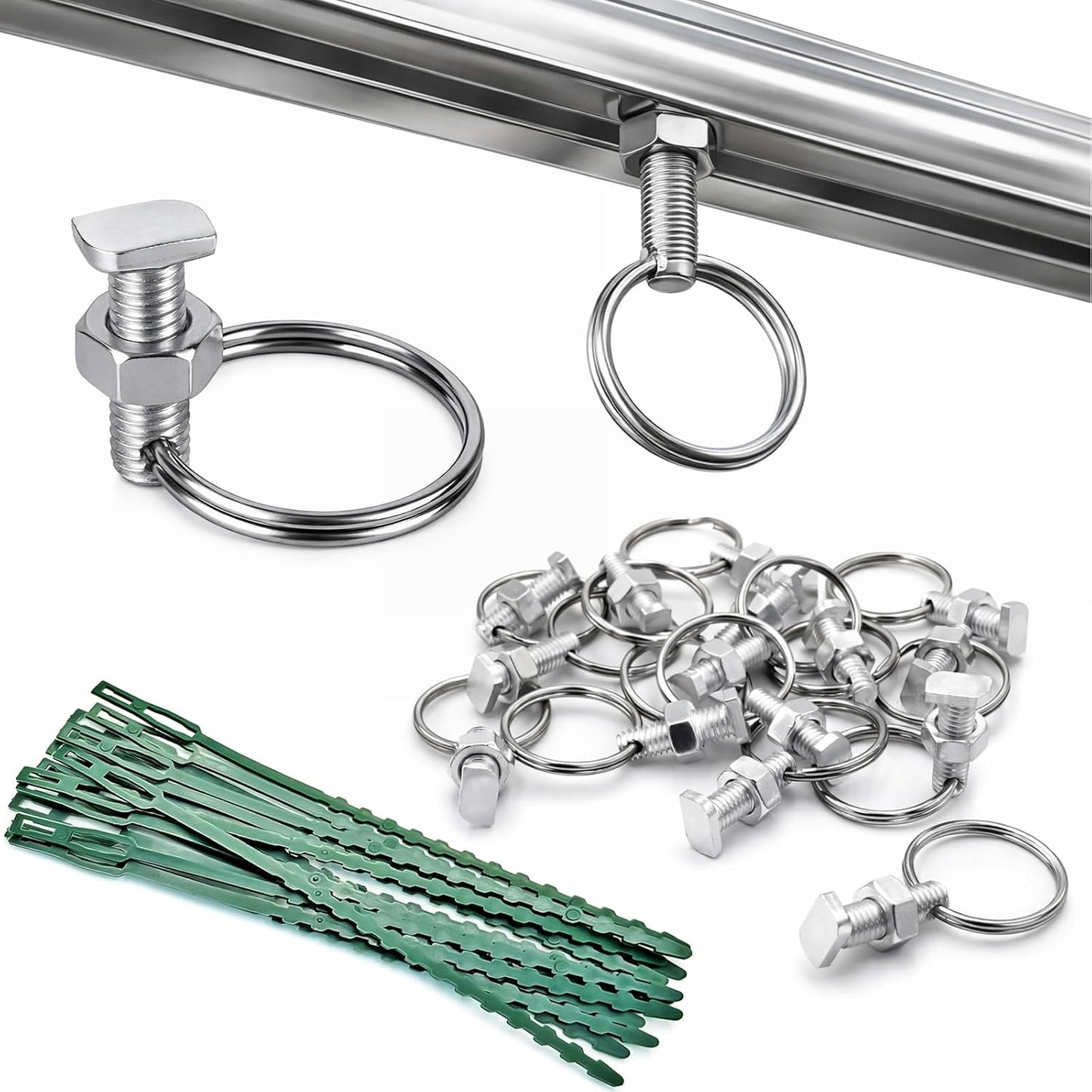 Pack 15 pernos anillos invernadero aluminio accesorios plantas