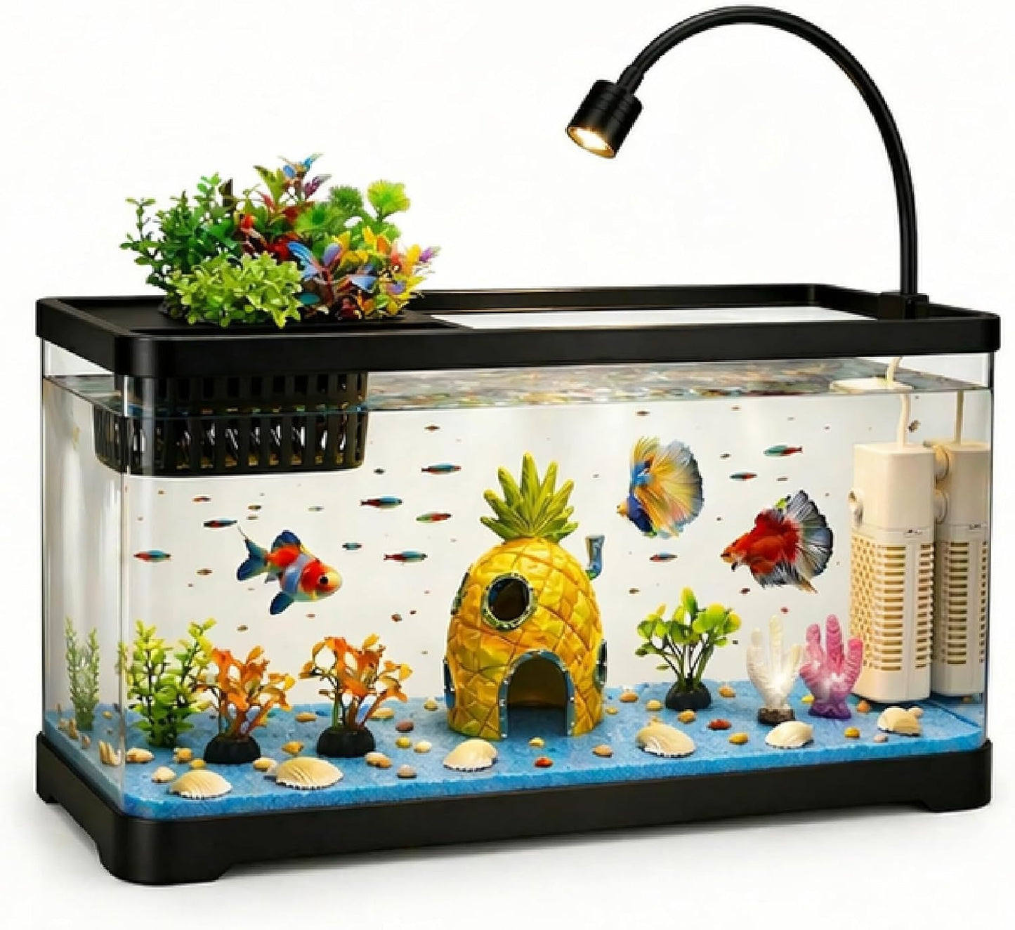 Kit acuario 5gal filtro luz nano para Betta niños escritorio negro