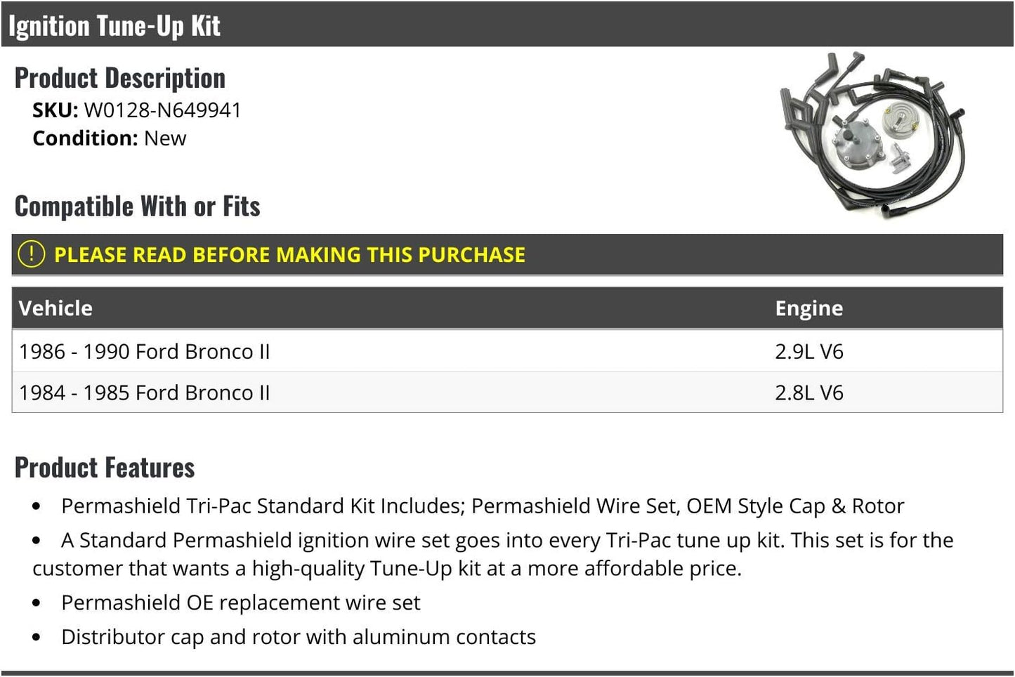 Kit ajuste encendido Ford Bronco II V6 84-90
