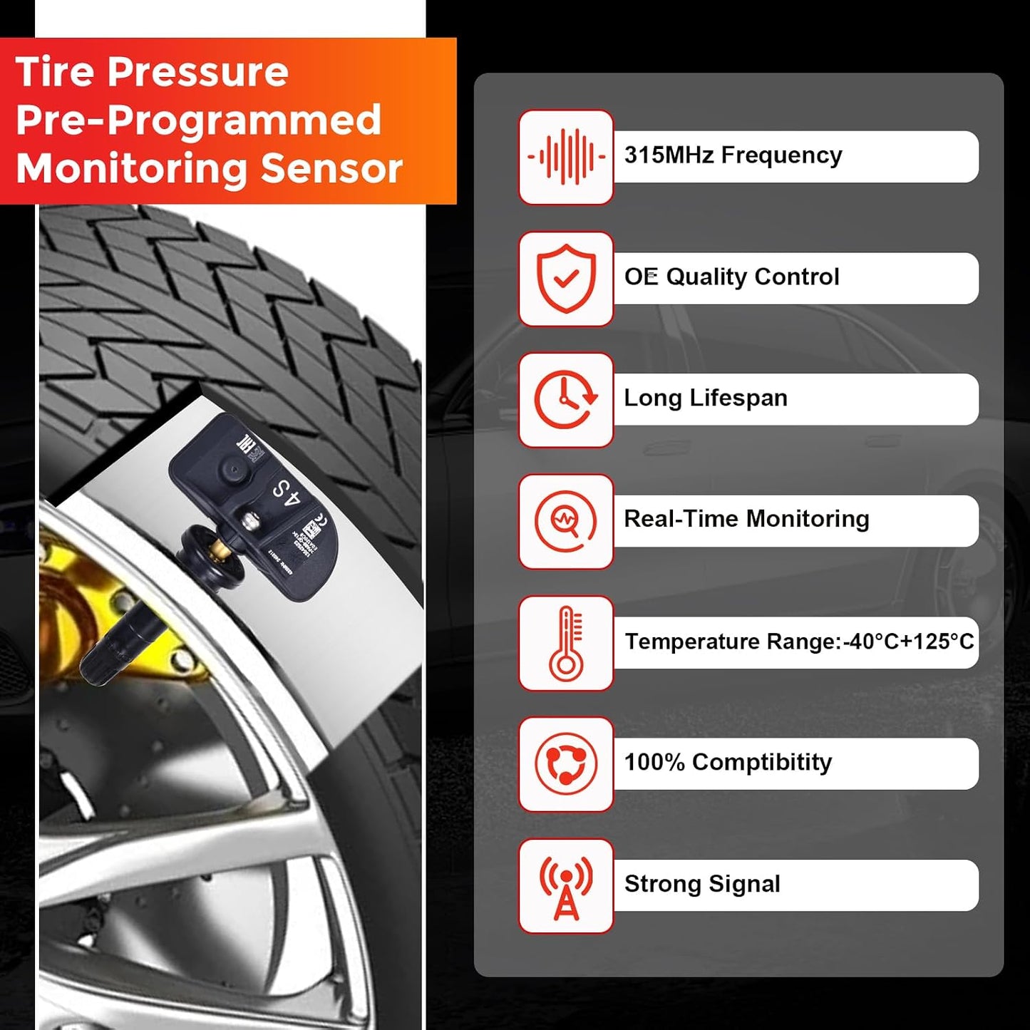 Sensor TPMS 433MHz comp Buick Cadillac Chevy GMC