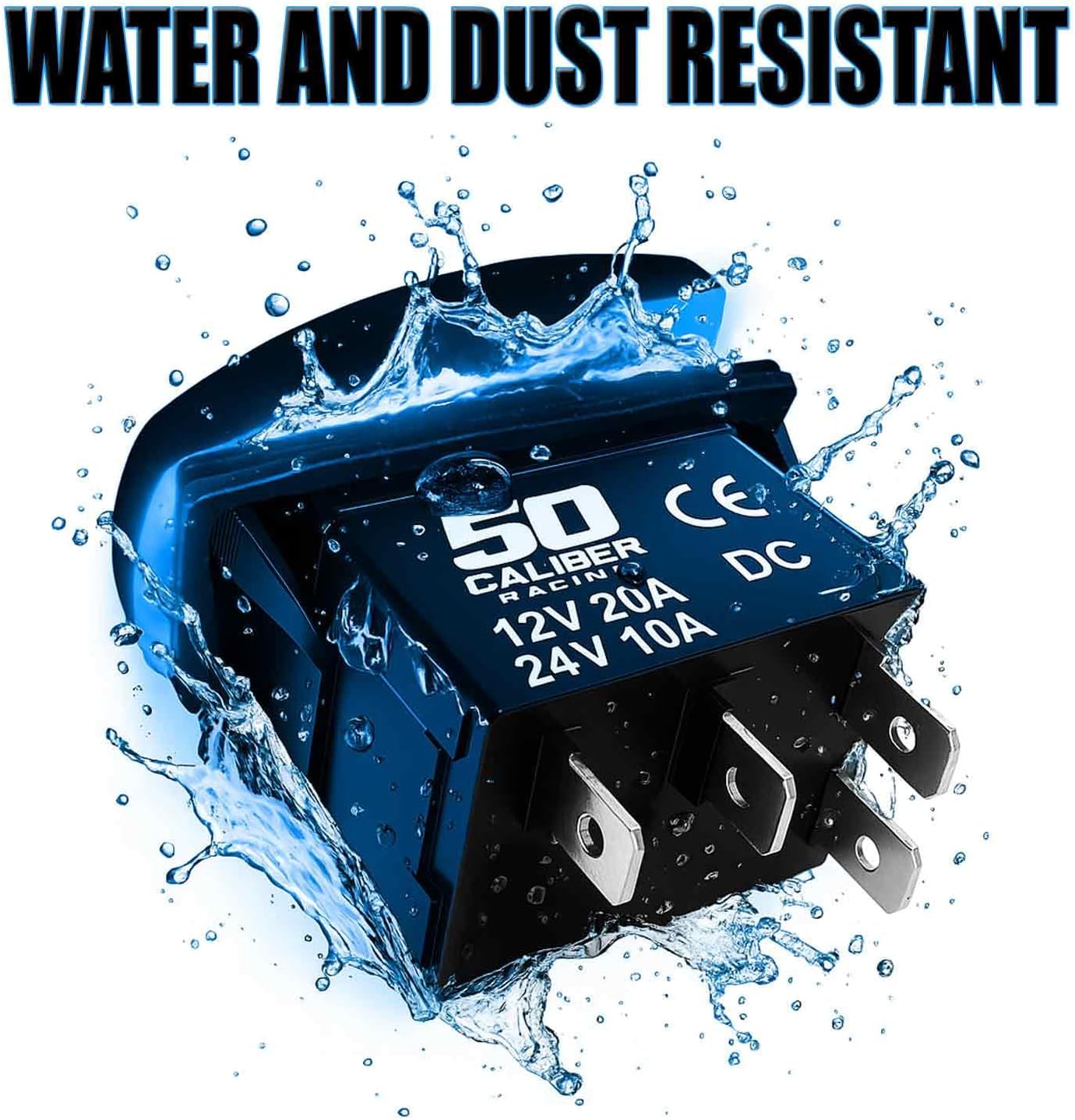 Interruptor basculante impermeable 12 V con luz LED azul