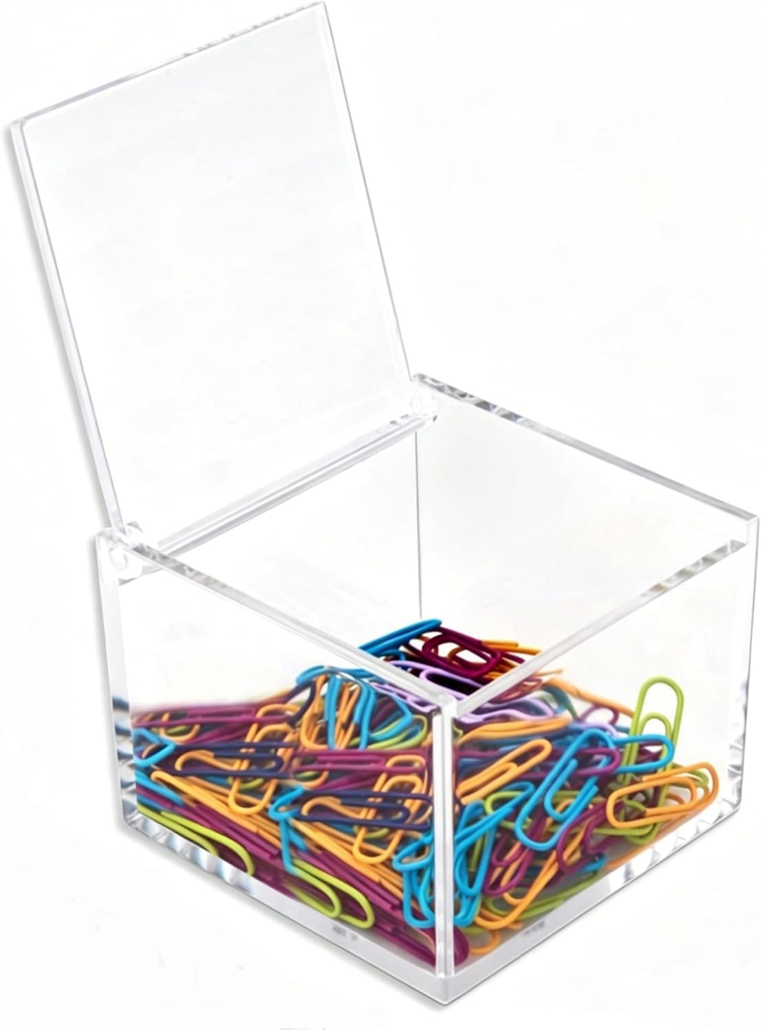 Caja acrílico transparente con tapa bisagra organiz.