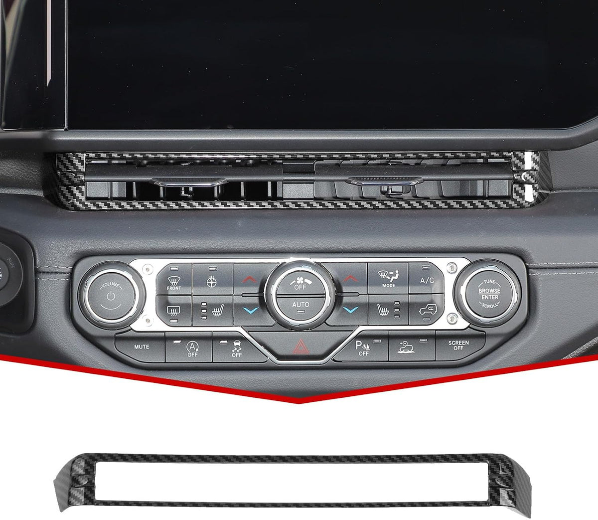 Cubierta panel aire consola Jeep JL JLU 2024 fibra carbono