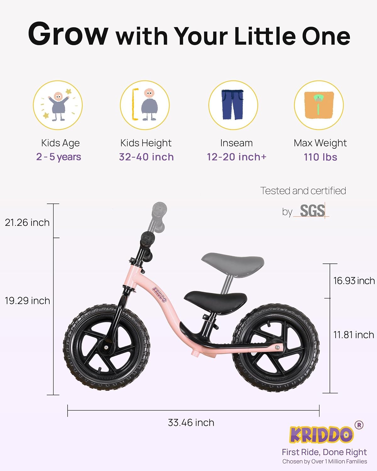 Bicicleta equilibrio para niños 2 a 5 años