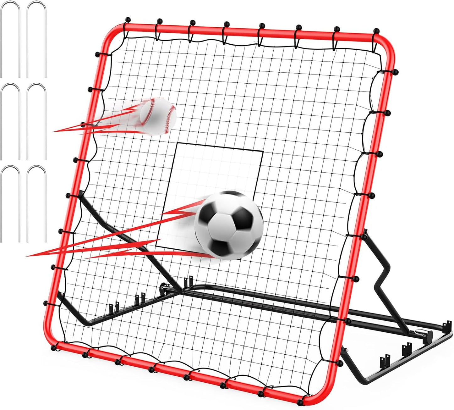 Rebounder 4x4.5ft para fútbol y voleibol con 28 cuerdas