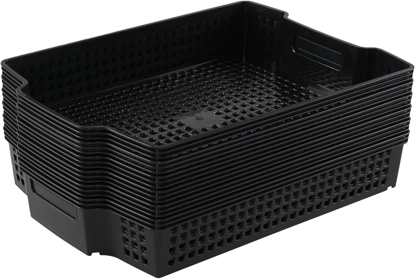 6 Cestas Almacenamiento Apilables A4 Negro