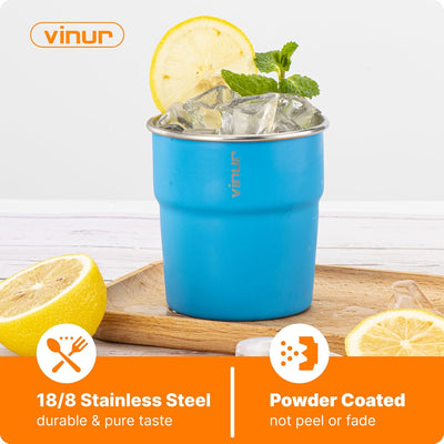 Vasos acero inox apilables niños azul cielo