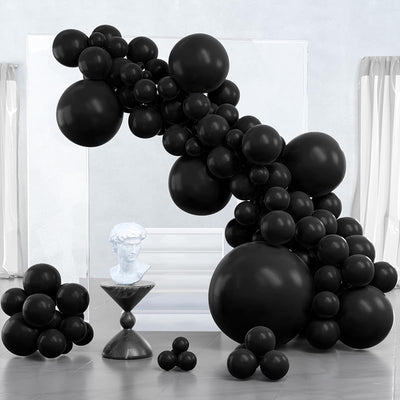 Globos negros mate 36x18x12x10x5 pulg set 100 unidades