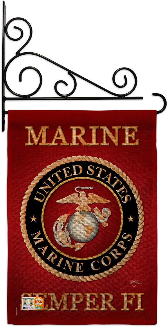 Bandera arpillera USMC para jardín soporte pared