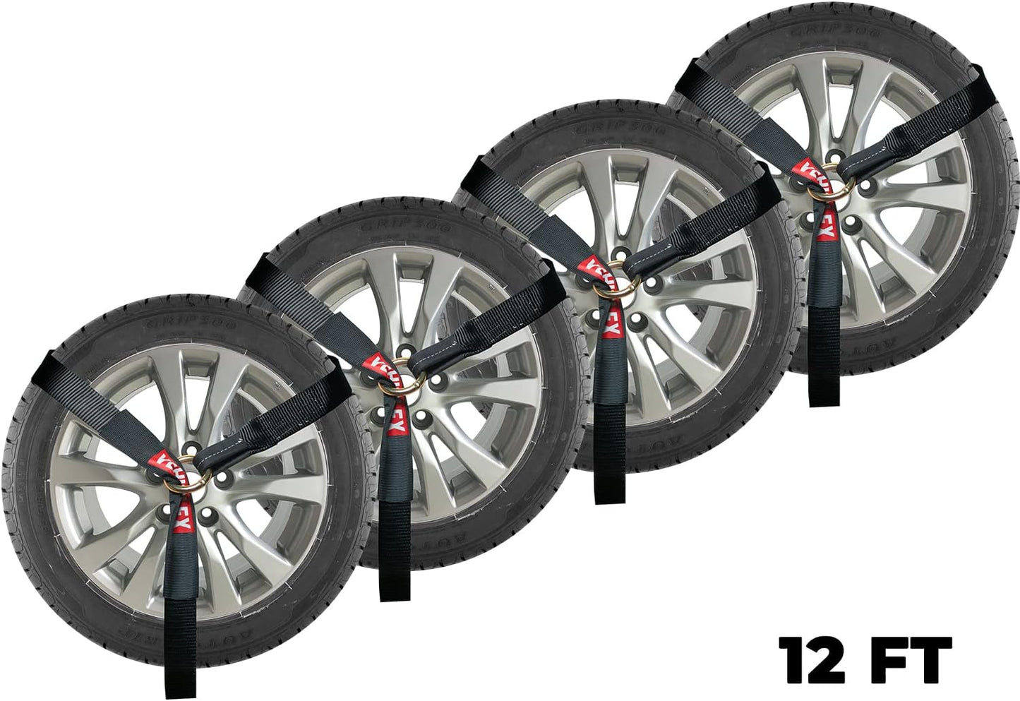 Correas lazo amarre rueda 2" x12ft set 4