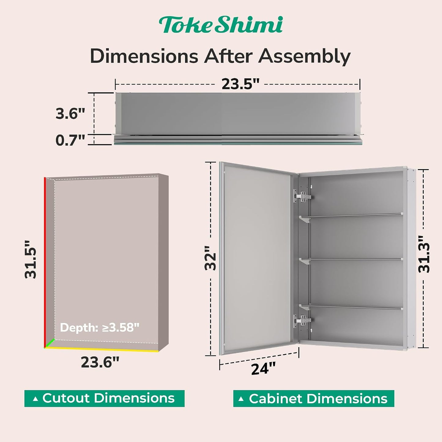Botiquín baño aluminio templado plateado 24x32pulg con