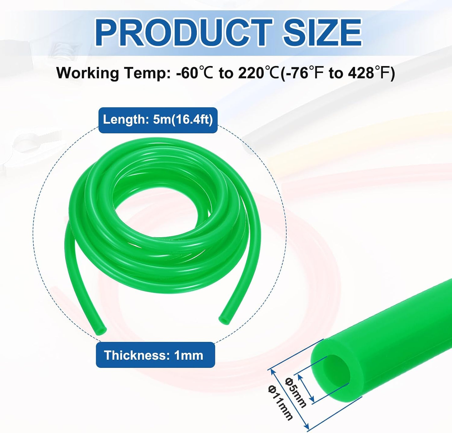 Tubo silicona 0.197x0.433pulg 16.4ft para riego goteo