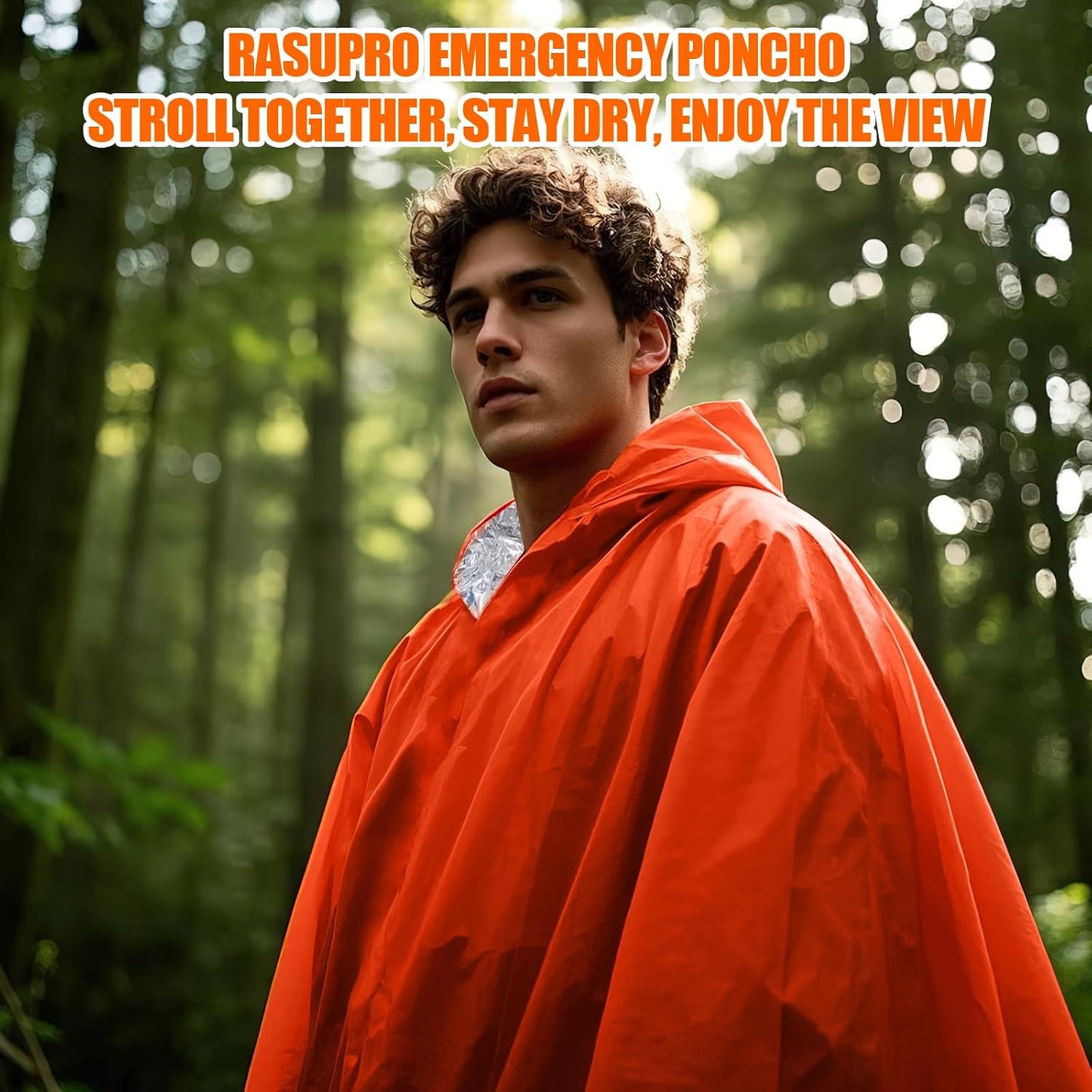 4 Ponchos Supervivencia Mylar Térmicos Impermeables Naranja
