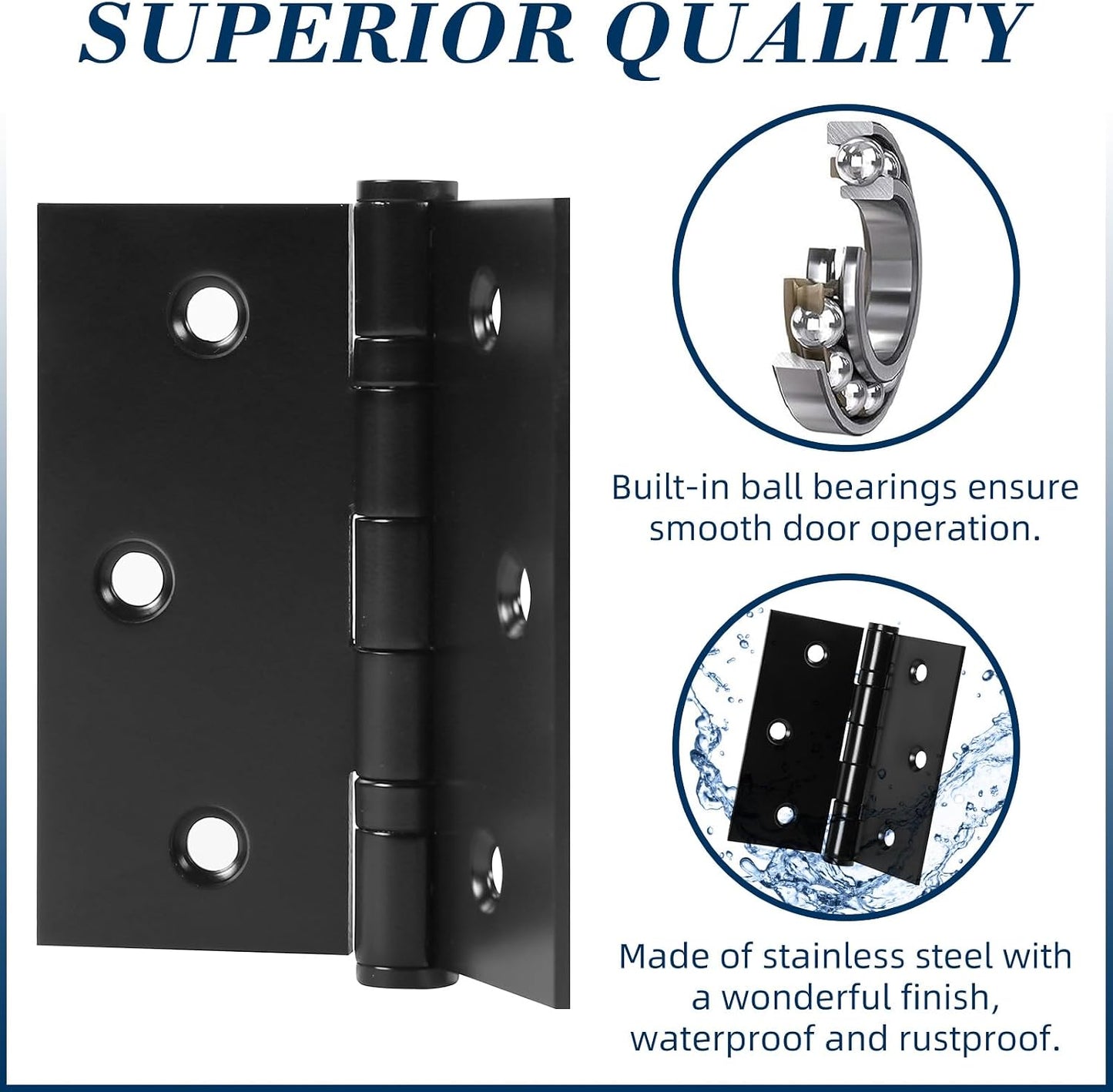 6 Bisagras Puerta 3.5x3.5pulg Acero Inox Resistentes
