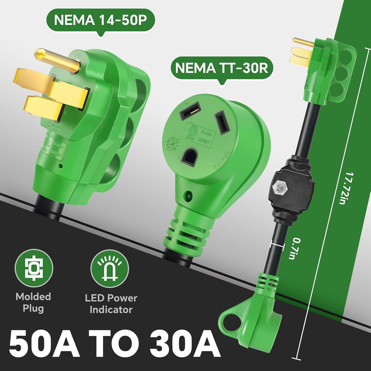 Adaptador RV 50A a 30A con proteccion sobretension 18.5