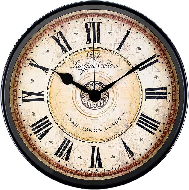 Reloj pared metal negro 12pulg estilo europeo retro